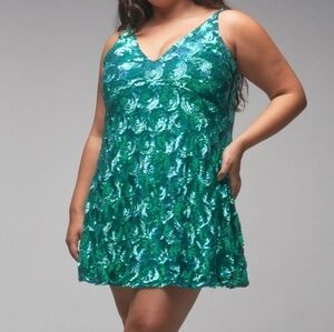 Green Sequin Milla Dress Mini Spirals Gorgeous Size 14 NWT